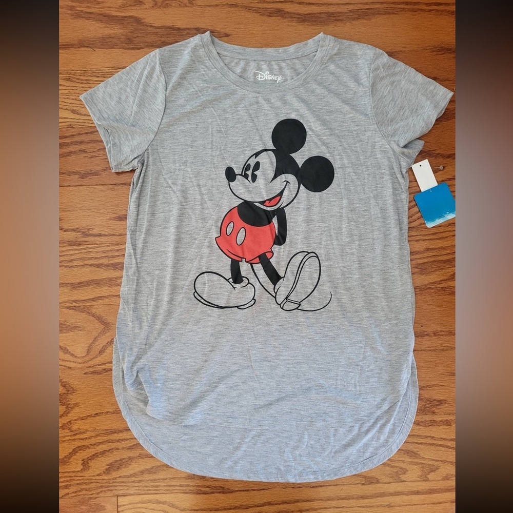 Disney Mickey Mouse Grey t-shirt Juniors Sz Large NWT